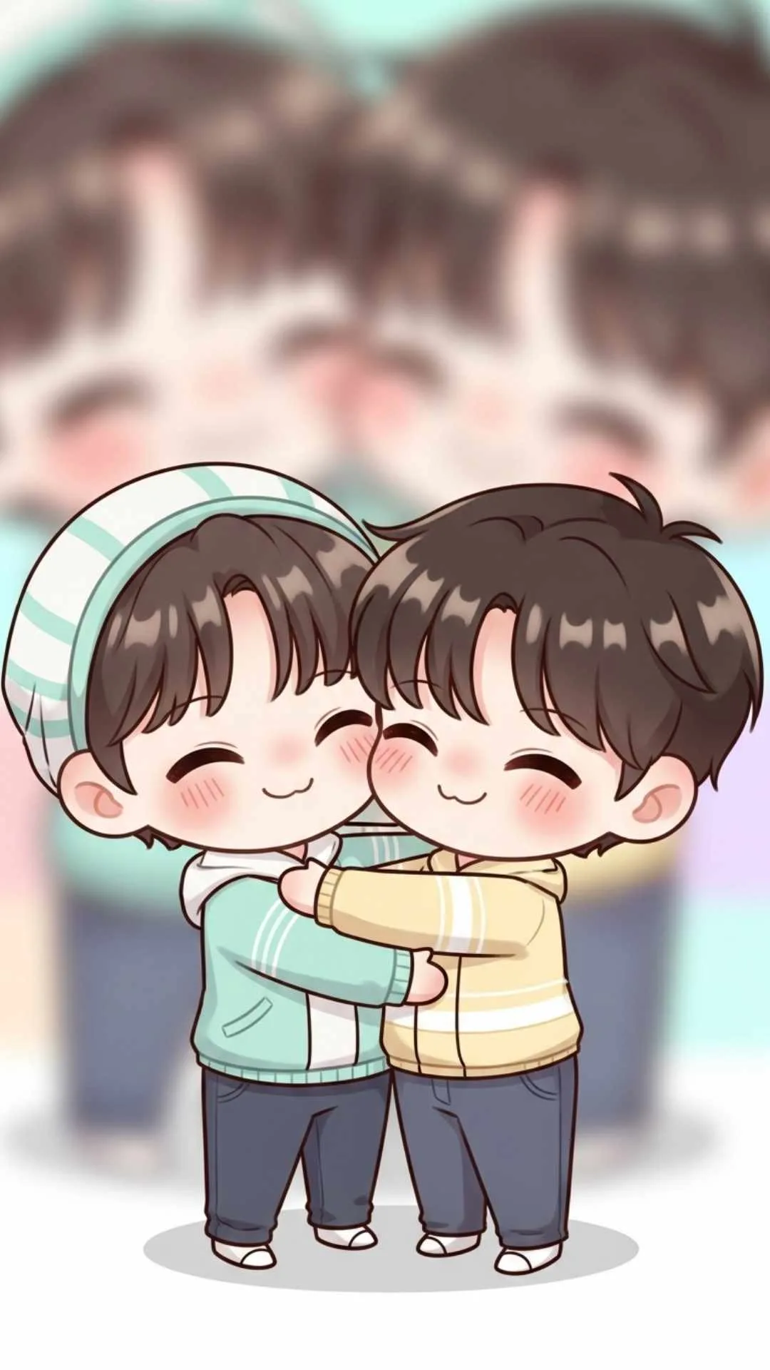 A high-quality example of a "romantic chibi" "cartoon image for DP," showing a cute couple with big heads and small bodies hugging. This 'cute couple chibi' avatar is a dominant trend for users seeking an adorable and affectionate profile picture for their social media.