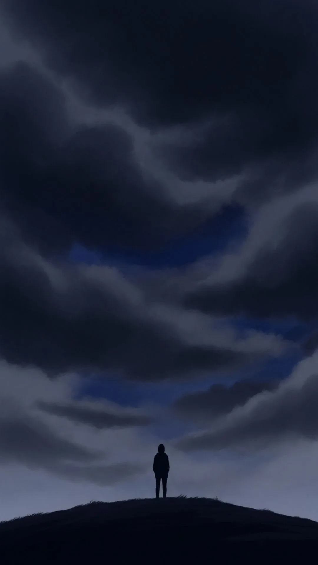 A free-to-download HD "Sad DP" showing a lonely silhouette against a dark sky, representing a "mood off" feeling; a perfect "No DP Image" for WhatsApp to express sadness or feeling alone.