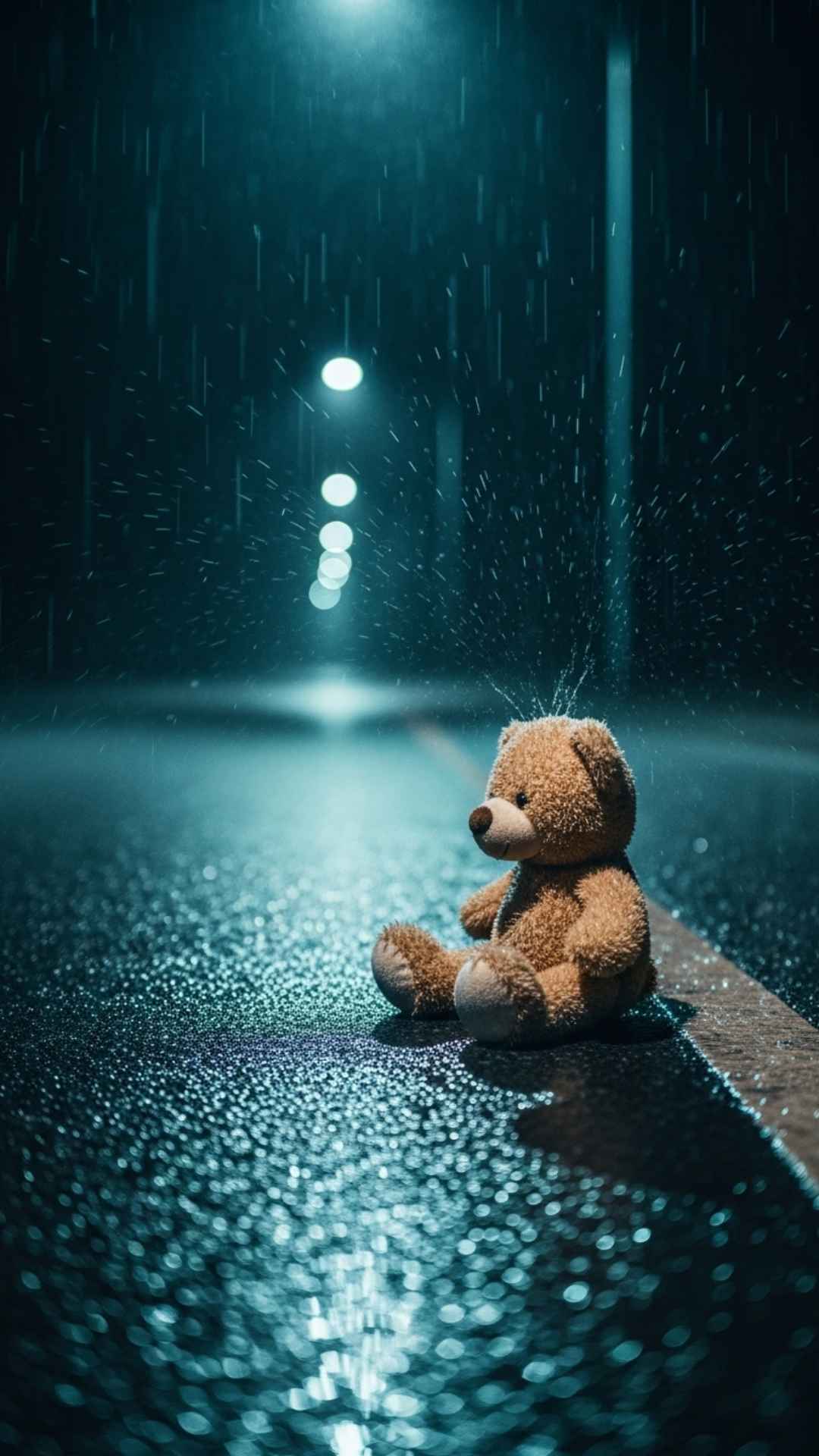 A monochrome black and white photo of a solitary teddy bear on an empty park bench, conveying a mood of nostalgia and loneliness for those seeking an aesthetic sad profile picture to communicate emotions of waiting or loss.