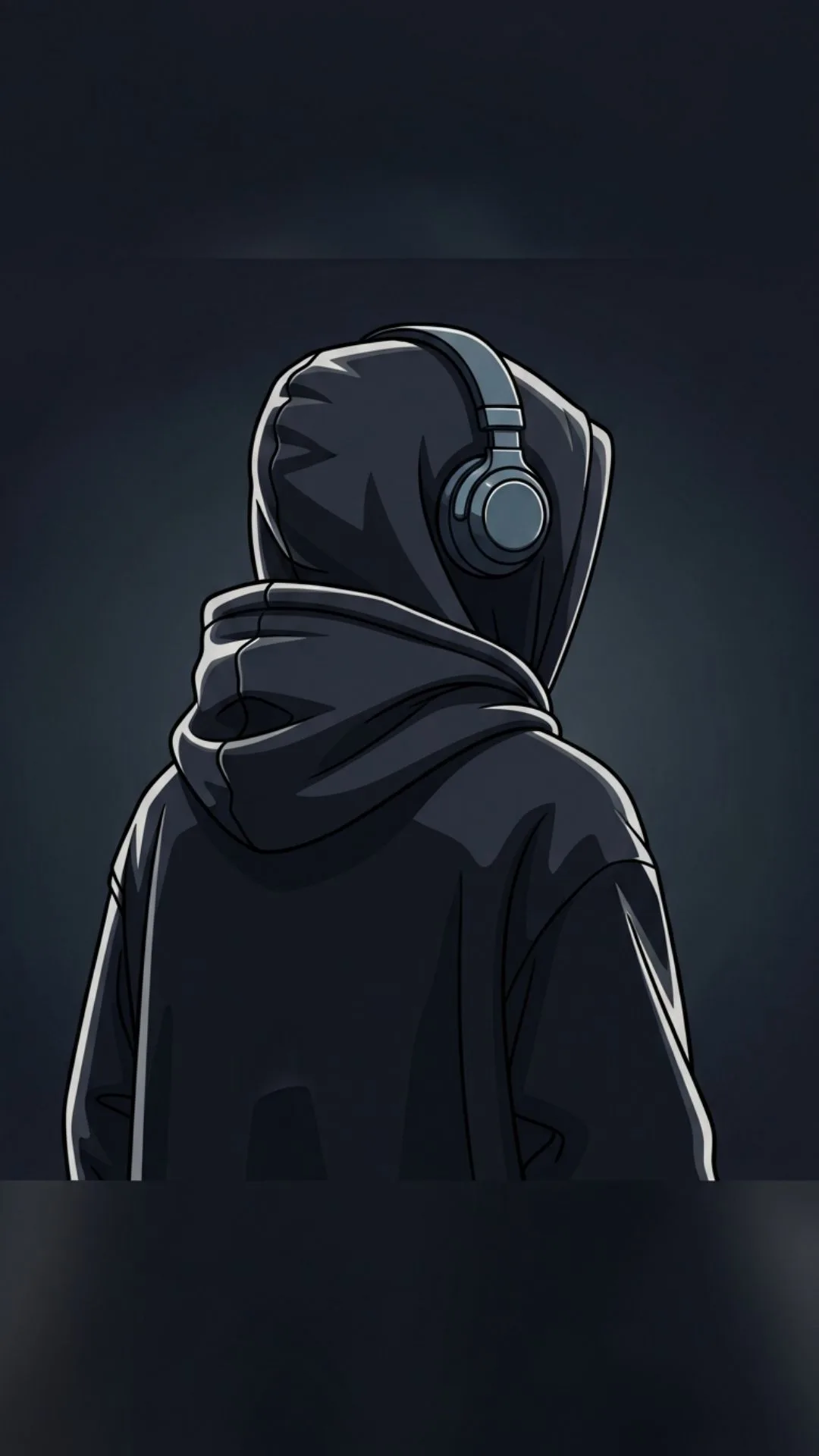 A 'stylish minimalist' 'cartoon image for DP,' featuring an anonymous boy in a hoodie with headphones. This 'hoodie cartoon dp' is a perfect example for users searching for 'cool anonymous pfp' or 'stylish cartoon boy attitude,' prioritizing a minimalist aesthetic and privacy for their social media profile.
