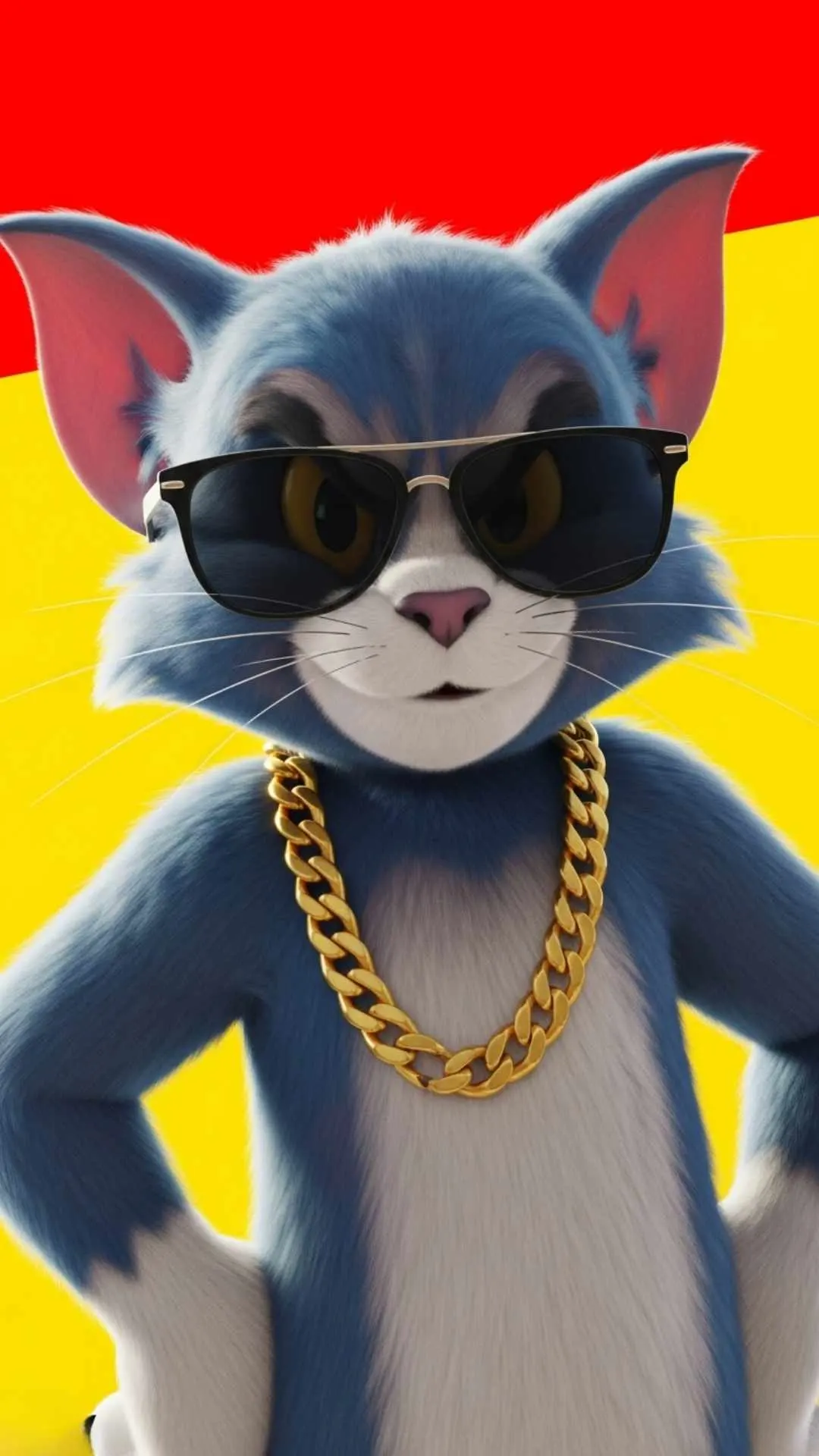 Cool Tom and Jerry 'gangster' style attitude DP for boys. This HD PFP of Tom with sunglasses and a gold chain is a top download for Indian users seeking a stylish and cool WhatsApp or Instagram profile picture with attitude
