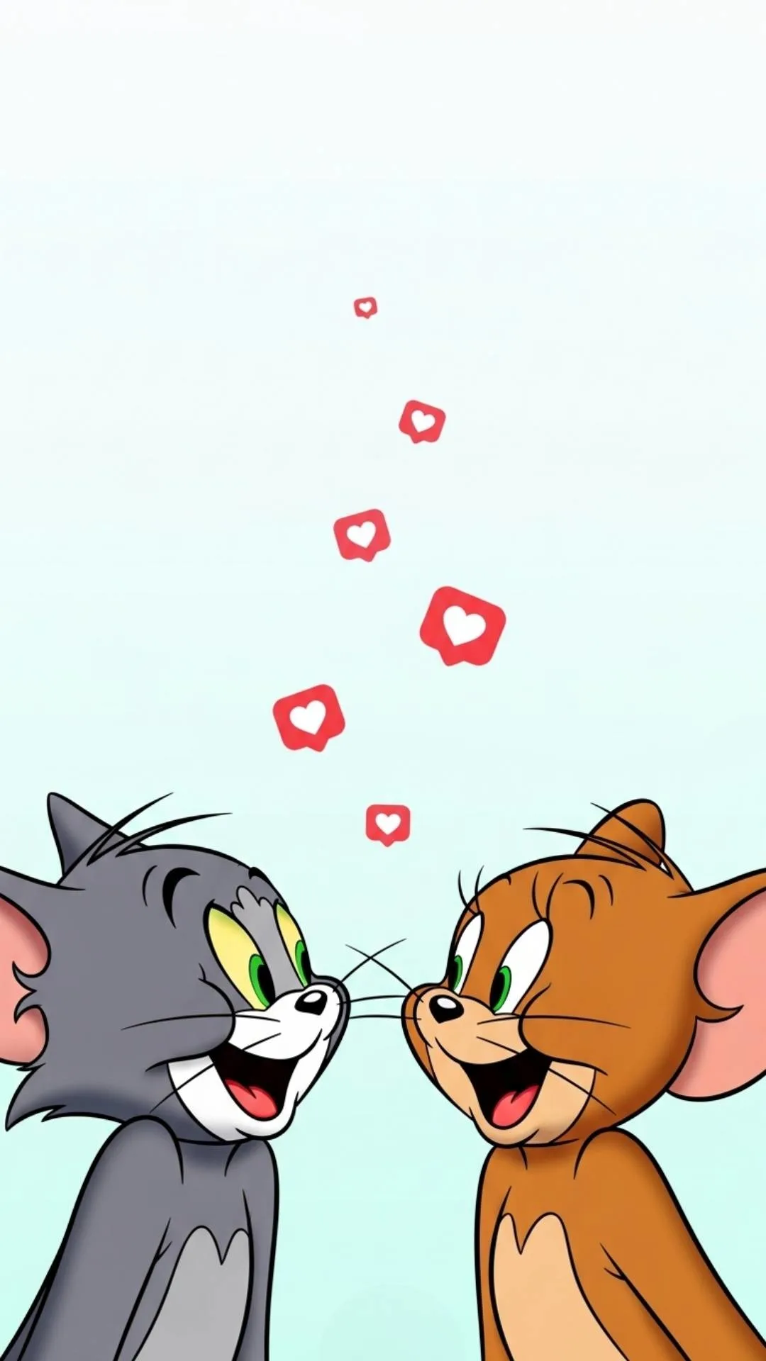 New Tom and Jerry love DP with heart icons, perfect for a couple's WhatsApp profile in India. This cute HD image, in a classic cartoon style, signifies a playful and romantic relationship, a popular 2025 PFP download.