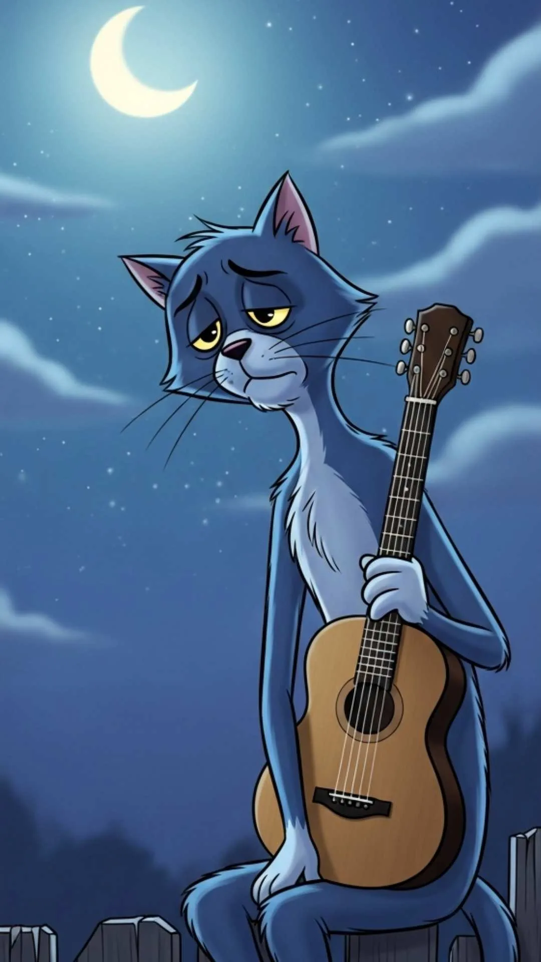 Lovesick Tom sad DP with a guitar, pining for Toodles. This classic, emotional HD PFP captures a broken heart mood, perfect for a lonely WhatsApp profile picture in India. A top download for expressing sad feelings and a lonely vibe.