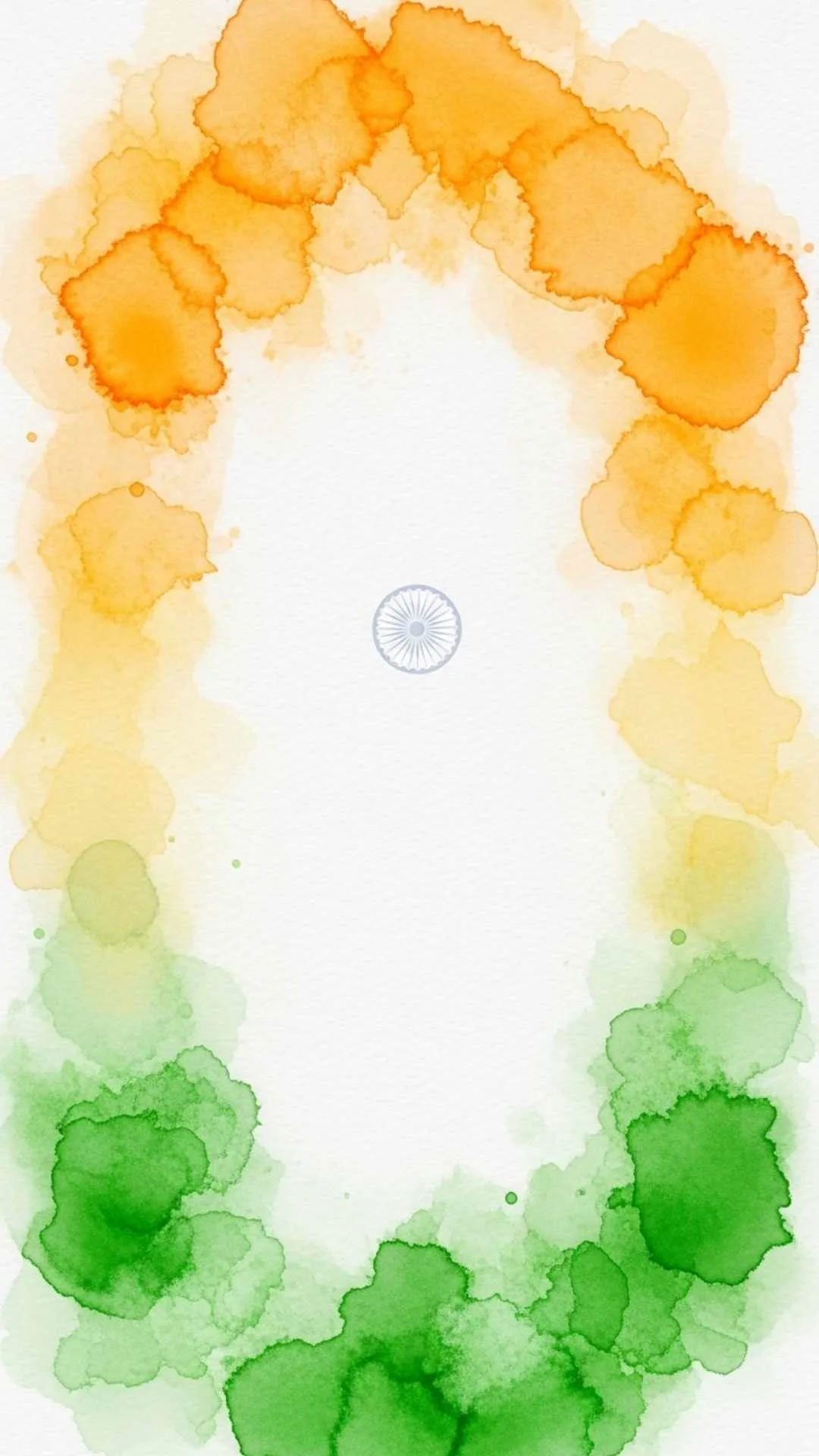 An artistic 'Ashoka chakra minimalist wallpaper' in 9:16, featuring a soft watercolor wash of Tiranga colors. This elegant and unique DP image provides a serene, high-resolution background for an artistic profile picture, combining patriotism with a delicate aesthetic