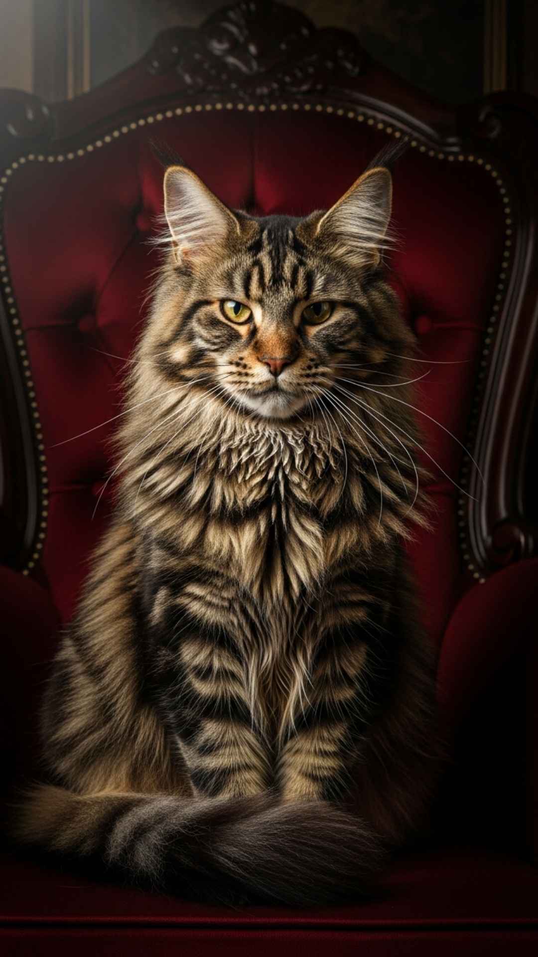 A boss cat with a sharp, judgmental stare sitting on a throne, ideal for a profile picture that radiates confidence and authority. This high-quality image targets users searching for funny yet powerful feline expressions for their digital identity.