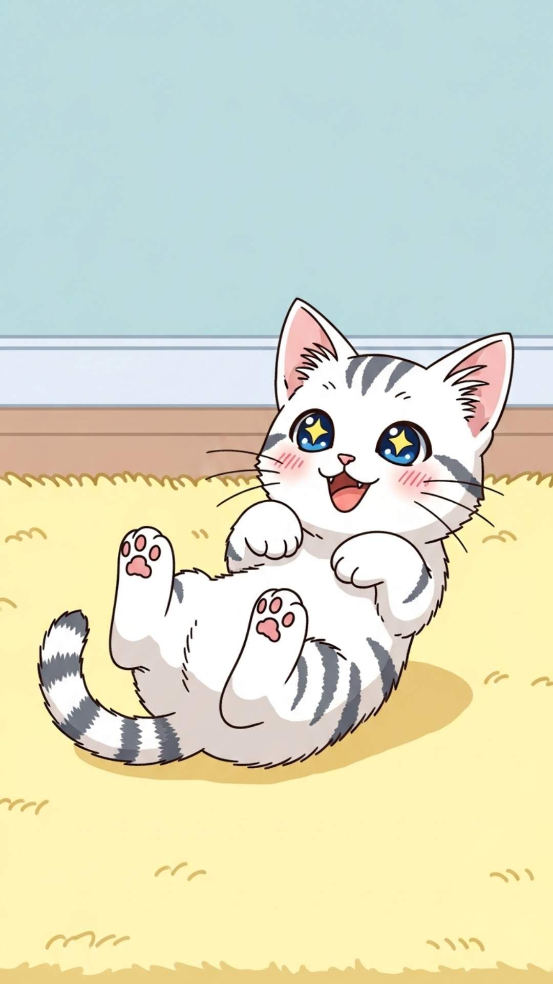 A cute anime kitten illustration inspired by Chi's Sweet Home, featuring big eyes and a kawaii expression. This vibrant animated style DP is perfect for fans of slice-of-life anime and manga looking for a sweet and innocent profile picture for Instagram.