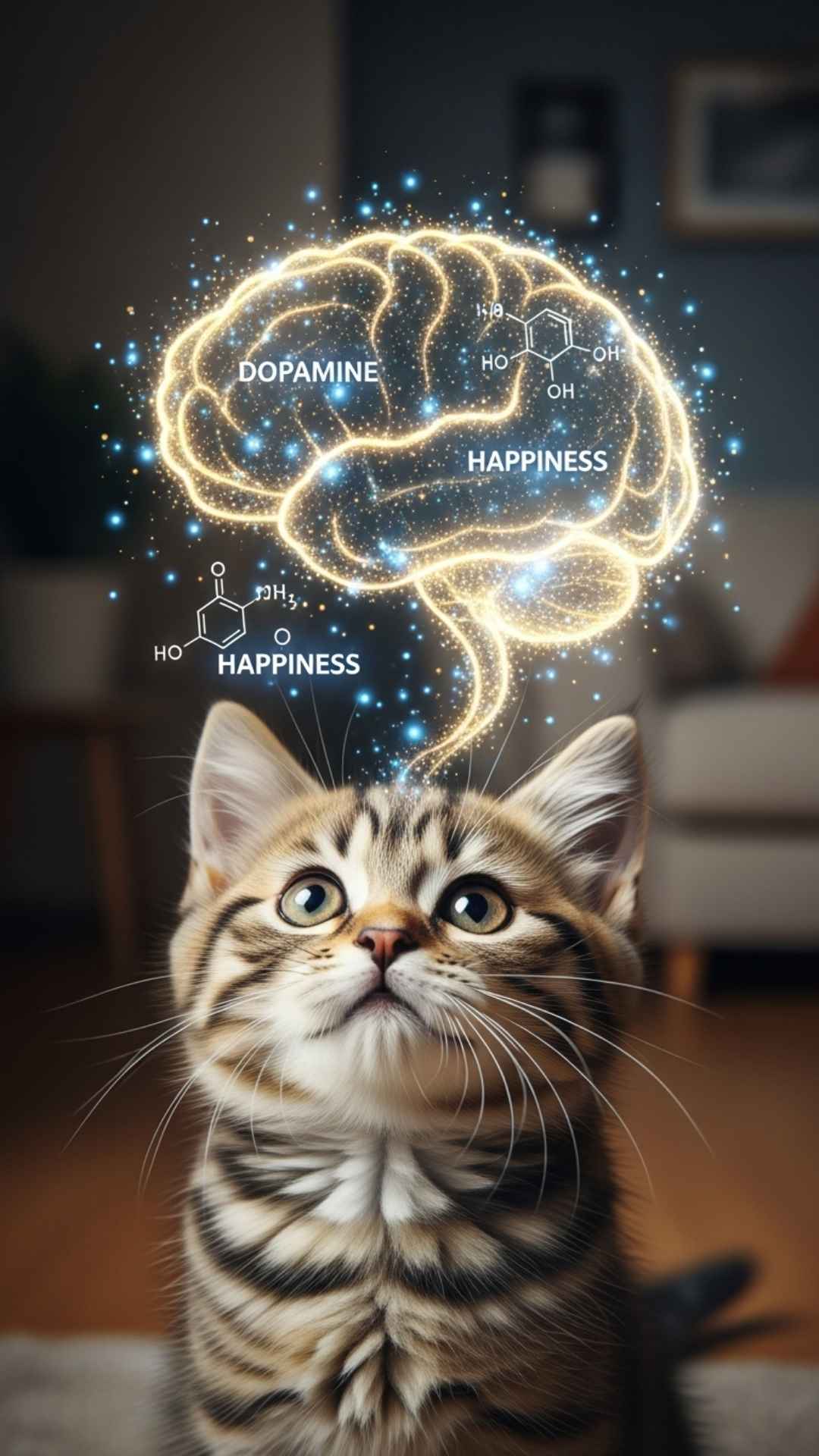 A cute kitten with large eyes that stimulate the brain to release Dopamine, creating instant feelings of happiness, making for an approachable and friendly profile picture. This image visually represents the psychology of cuteness in a Cat DP