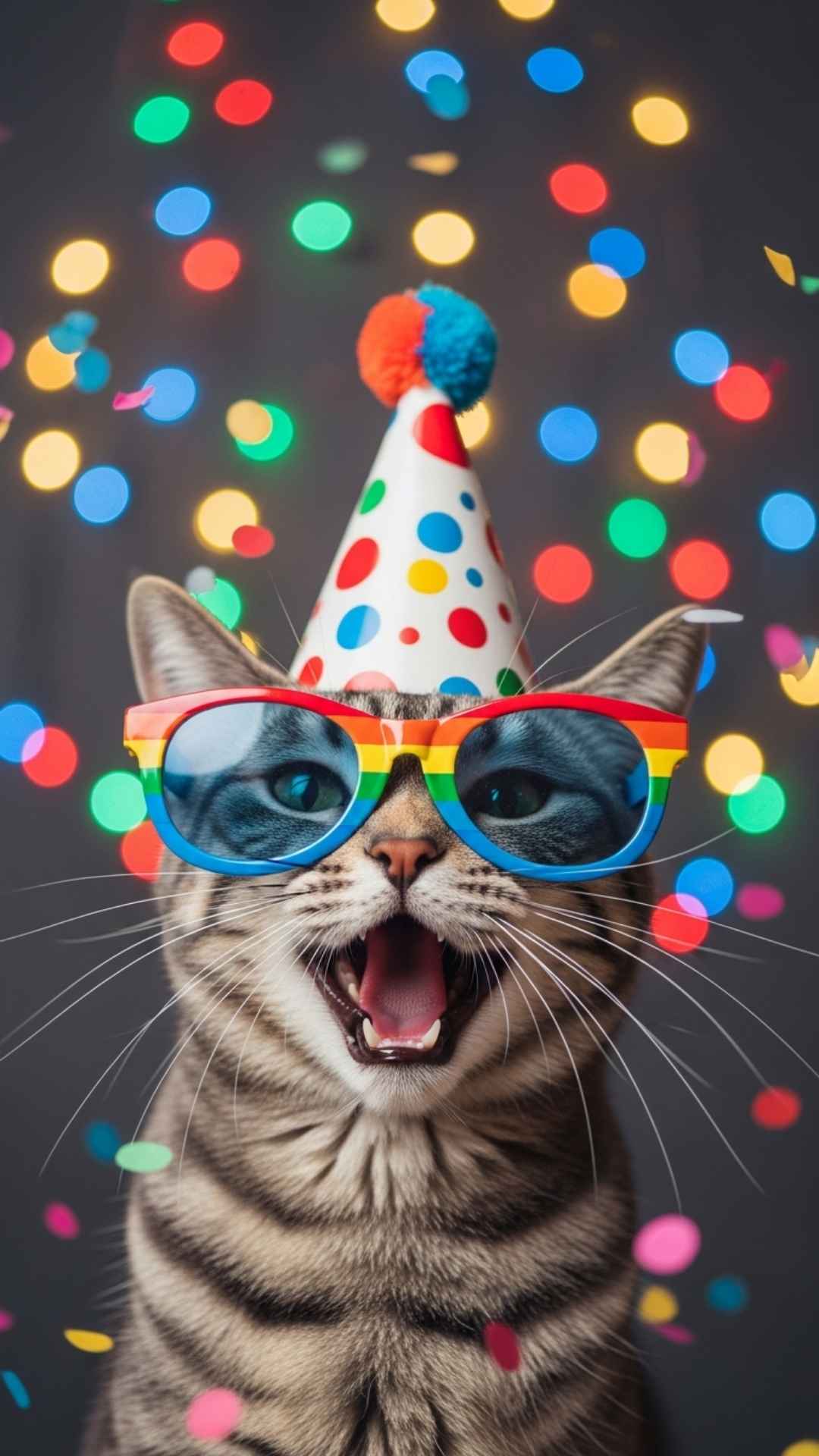 A laughing cat wearing silly party glasses, creating a humorous and approachable vibe. This funny profile picture helps users establish themselves as the life of the digital party and is optimized for those searching for the best high-quality cat memes to use as a profile picture.